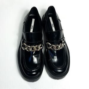 Zara Chunky Black Loafers